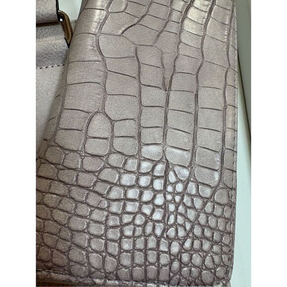 ST. BARRY - NWT 2-Piece Satchel & Wristlet/Stone Grey Croc-Embossed Faux Leather - Picture 6 of 16